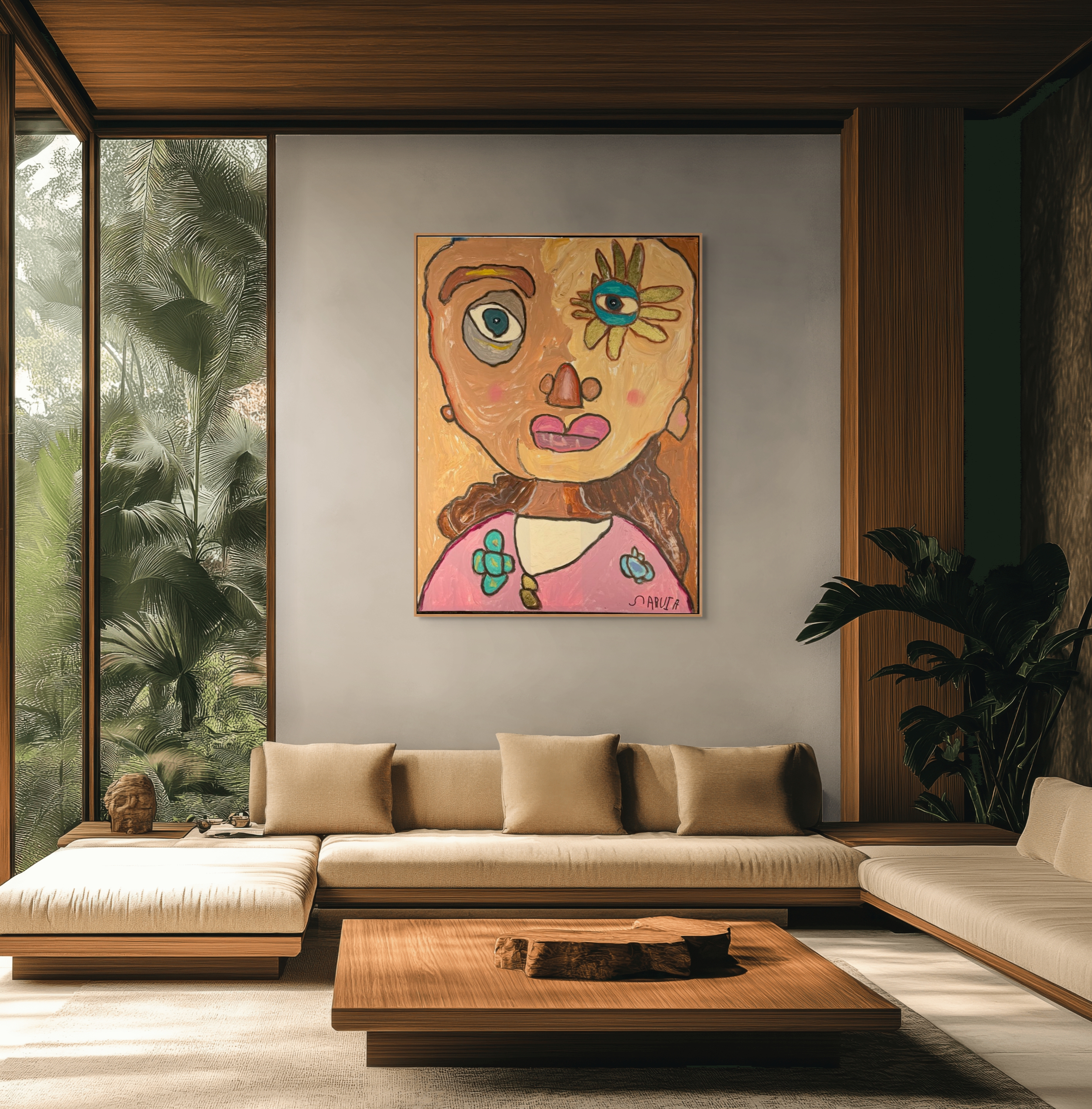 Princess Gudu, 2026, acrylic, oil pastel, and gold leaf on canvas